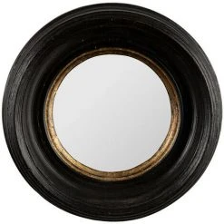 COTE TABLE Miroir Rond Noir Doré Auréole 16cm - Noir Et Doré