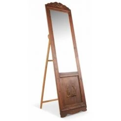 DECORATION D’AUTREFOIS Miroir Ancien Rectangulaire Vertical Sur Pied Bois 177x6.5x51cm - Marron - Marron -Miroir Soldes Boutique 40017178 3
