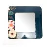 M&S Miroir Carré 50 Cm En Métal Bleu Et Motif Floral -Miroir Soldes Boutique 40097432 1