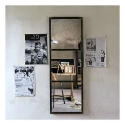 M-S Miroir Mural 40x116 Cm En Verre Et Métal Gris