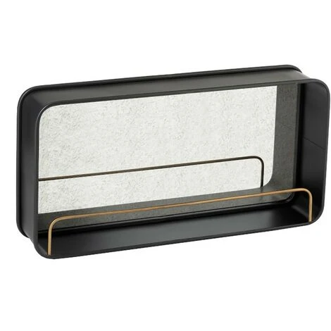 BOIS DESSUS BOIS DESSOUS Miroir En Métal Noir Avec étagère Dorée - Noir 3 BOIS DESSUS BOIS DESSOUS Miroir En Métal Noir Avec étagère Dorée - Noir