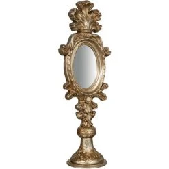 BISCOTTINI MADE IN ITALY MIROIR DE COMPTOIR EN BOIS AVEC FINITION FEUILLE D'ARGENT ANTIQUE