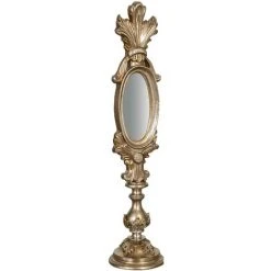 BISCOTTINI MADE IN ITALY MIROIR DE COMPTOIR EN BOIS AVEC FINITION FEUILLE D'ARGENT ANTIQUE