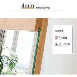 FREOSEN Miroir Mural Rectangulaire 100x32cm Décor Bois Miroir Avec Cadre En Bois Pour Salon, Chambre Ou Dressing 9 FREOSEN Miroir Mural Rectangulaire 100x32cm Décor Bois Miroir Avec Cadre En Bois Pour Salon, Chambre Ou Dressing -Miroir Soldes Boutique 40296612 4