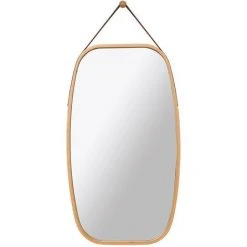 FREOSEN Miroir Mural 74x43cm Décor Bois Miroir Avec Cadre En Bois Avec Crochet Pour Salon, Chambre Ou Dressing -Miroir Soldes Boutique 40296617 3