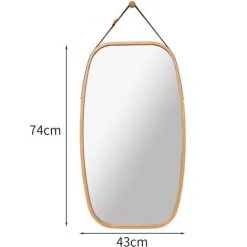 FREOSEN Miroir Mural 74x43cm Décor Bois Miroir Avec Cadre En Bois Avec Crochet Pour Salon, Chambre Ou Dressing -Miroir Soldes Boutique 40296617 4