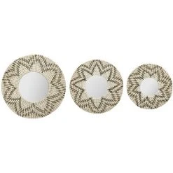 Atmosphera - Lot De 3 Miroirs En Roseau Et Verre - Multicolore