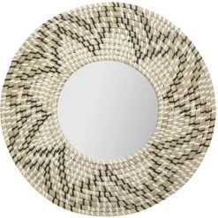 Atmosphera - Lot De 3 Miroirs En Roseau Et Verre - Multicolore -Miroir Soldes Boutique 40330024 5