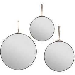 Atmosphera - Lot De 3 Miroirs En Verre D 30 D 25 Et D 20 Cm - Noir