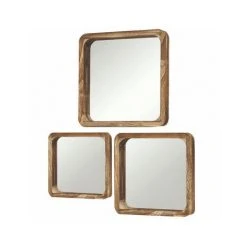 WADIGA Set De 3 Miroirs Décoratifs Carrés En Bois - Bois