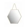 WADIGA Miroir Doré Suspendu Forme Alvéole Avec Chaînette - 25x22x1cm - Doré