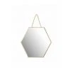 WADIGA Miroir Doré Suspendu Forme Alvéole Avec Chaînette - 20x18.5x1cm - Doré -Miroir Soldes Boutique 40525802 1