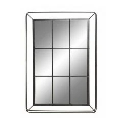WADIGA Miroir Mural Fenêtre Métal Noir - Hauteur 120cm - Noir