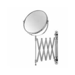 WADIGA Miroir Mural Grossissant (x2) Double Face Sur Bras Extensible - Chrome/Inox