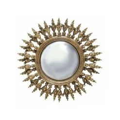 CHEHOMA Miroir Convexe Doré Mural Rond Résine Soleil - Diamètre 28.5cm - Doré