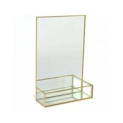 WADIGA Miroir à Poser Métal Doré Avec Étagère - 20x7.5x30cm - Doré