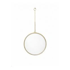 WADIGA Miroir Rond Doré à Bords Festonnés Suspendu Chaînette - Doré