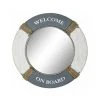 WADIGA Miroir Rond Bois Et Corde Welcome On Board Bleu Et Blanc - 76cm - Bleu & Blanc