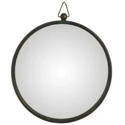 LES TENDANCES Miroir Mural Rond Verre Et Métal Noir Verde D 40 Cm