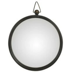 LES TENDANCES Miroir Mural Rond Verre Et Métal Noir Verde D 31 Cm