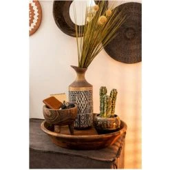 LES TENDANCES Miroir Mural Rond Bois Massif Recyclé Foncé Cintee -Miroir Soldes Boutique 40649181 3