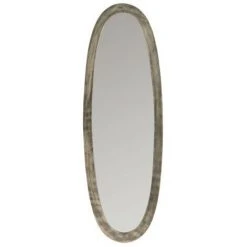 LES TENDANCES Miroir Mural Ovale Verre Et Métal Antique Gris Marino