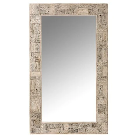 LES TENDANCES Miroir Rectangulaire Bois Recyclé Blanc Délavé Leroy L 150 Cm 3 LES TENDANCES Miroir Rectangulaire Bois Recyclé Blanc Délavé Leroy L 150 Cm