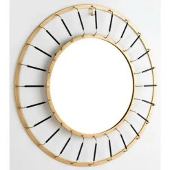 LES TENDANCES Miroir Mural Rond Métal Doré Et Noir Roxane