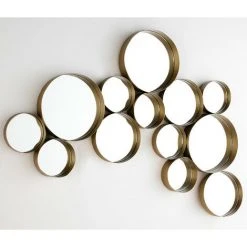 LES TENDANCES Miroir Mural 13 Ronds Métal Doré Kaïra