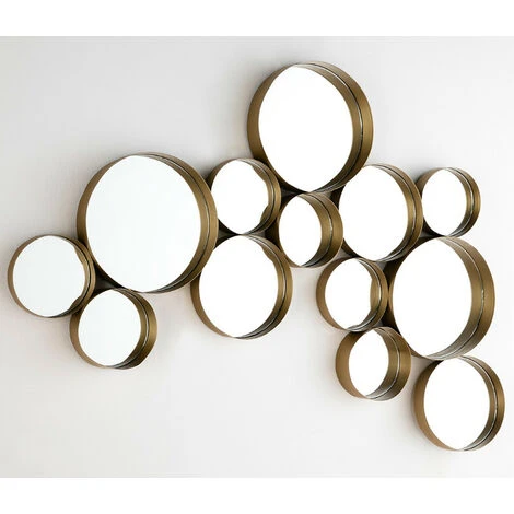 LES TENDANCES Miroir Mural 13 Ronds Métal Doré Kaïra 3 LES TENDANCES Miroir Mural 13 Ronds Métal Doré Kaïra