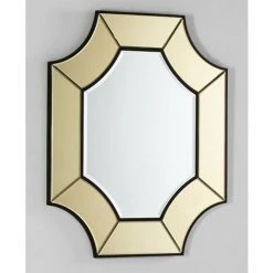 LES TENDANCES Miroir Mural Octogonal Verre Doré Octy