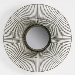 LES TENDANCES Miroir Mural Rond Métal Doré Rary D 58 Cm