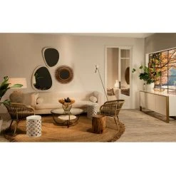 LES TENDANCES Miroir Mural Ovale Bois Blanc Blac L 81 Cm -Miroir Soldes Boutique 40687963 3