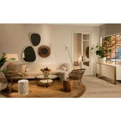 LES TENDANCES Miroir Mural Ovale Bois Blanc Blac -Miroir Soldes Boutique 40688034 3