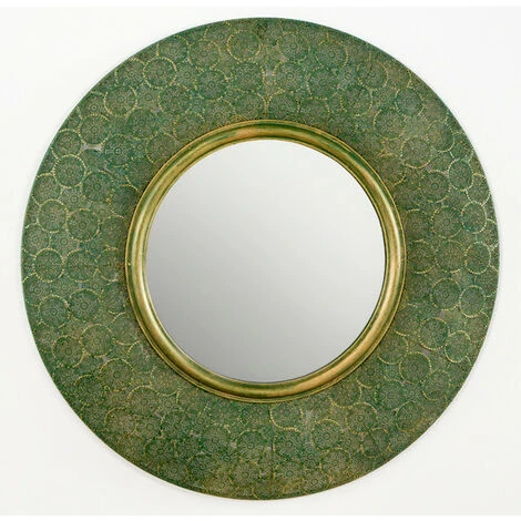 LES TENDANCES Miroir Mural Rond Métal Vert Et Doré Canva 3 LES TENDANCES Miroir Mural Rond Métal Vert Et Doré Canva