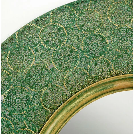 LES TENDANCES Miroir Mural Rond Métal Vert Et Doré Canva 4 LES TENDANCES Miroir Mural Rond Métal Vert Et Doré Canva – Image 2
