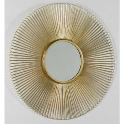 LES TENDANCES Miroir Mural Rond Métal Doré Rary