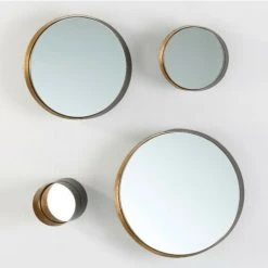 LES TENDANCES Miroir Mural Rond Métal Doré Alma - Lot De 4