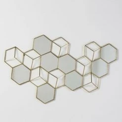 LES TENDANCES Décor Mural Miroir Et Métal Doré Kaïra L 130 X H 73 X P 5 Cm