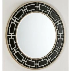 LES TENDANCES Miroir Mural Rond Verre Noir Et Blanc Octy 110