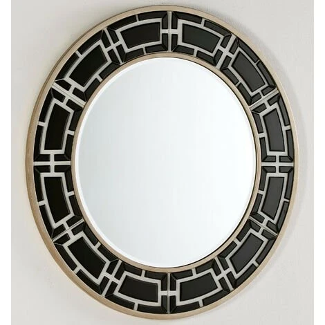 LES TENDANCES Miroir Mural Rond Verre Noir Et Blanc Octy 110 3 LES TENDANCES Miroir Mural Rond Verre Noir Et Blanc Octy 110