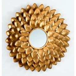 LES TENDANCES Miroir Mural Rond Métal Doré Et Verre Cailly D 73 Cm