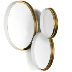LES TENDANCES Miroir Mural Métal Blanc Et Doré Alma