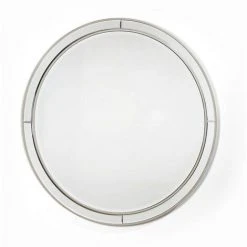 LES TENDANCES Miroir Mural Rond Bois Argenté Et Verre Octy
