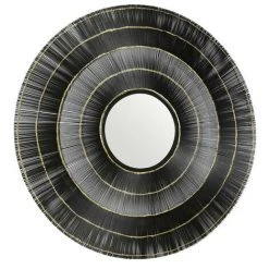 LES TENDANCES Miroir Mural Rond Métal Noir Et Doré Rary