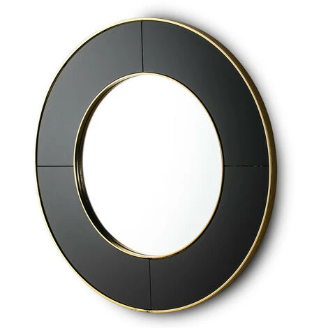 LES TENDANCES Miroir Mural Rond Verre Noir Et Métal Doré Alma 3 LES TENDANCES Miroir Mural Rond Verre Noir Et Métal Doré Alma