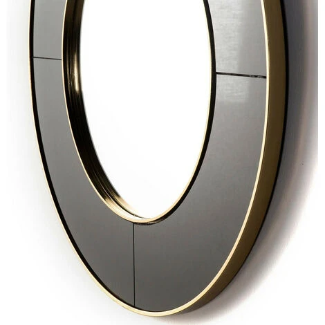 LES TENDANCES Miroir Mural Rond Verre Noir Et Métal Doré Alma 4 LES TENDANCES Miroir Mural Rond Verre Noir Et Métal Doré Alma – Image 2