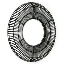 LES TENDANCES Miroir Mural Rond Osier Noir Gaell D 70 Cm