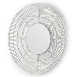 LES TENDANCES Miroir Mural Rond Osier Blanc Gaell D 90 Cm