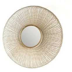 LES TENDANCES Miroir Mural Rond Métal Doré Rary D 112 Cm